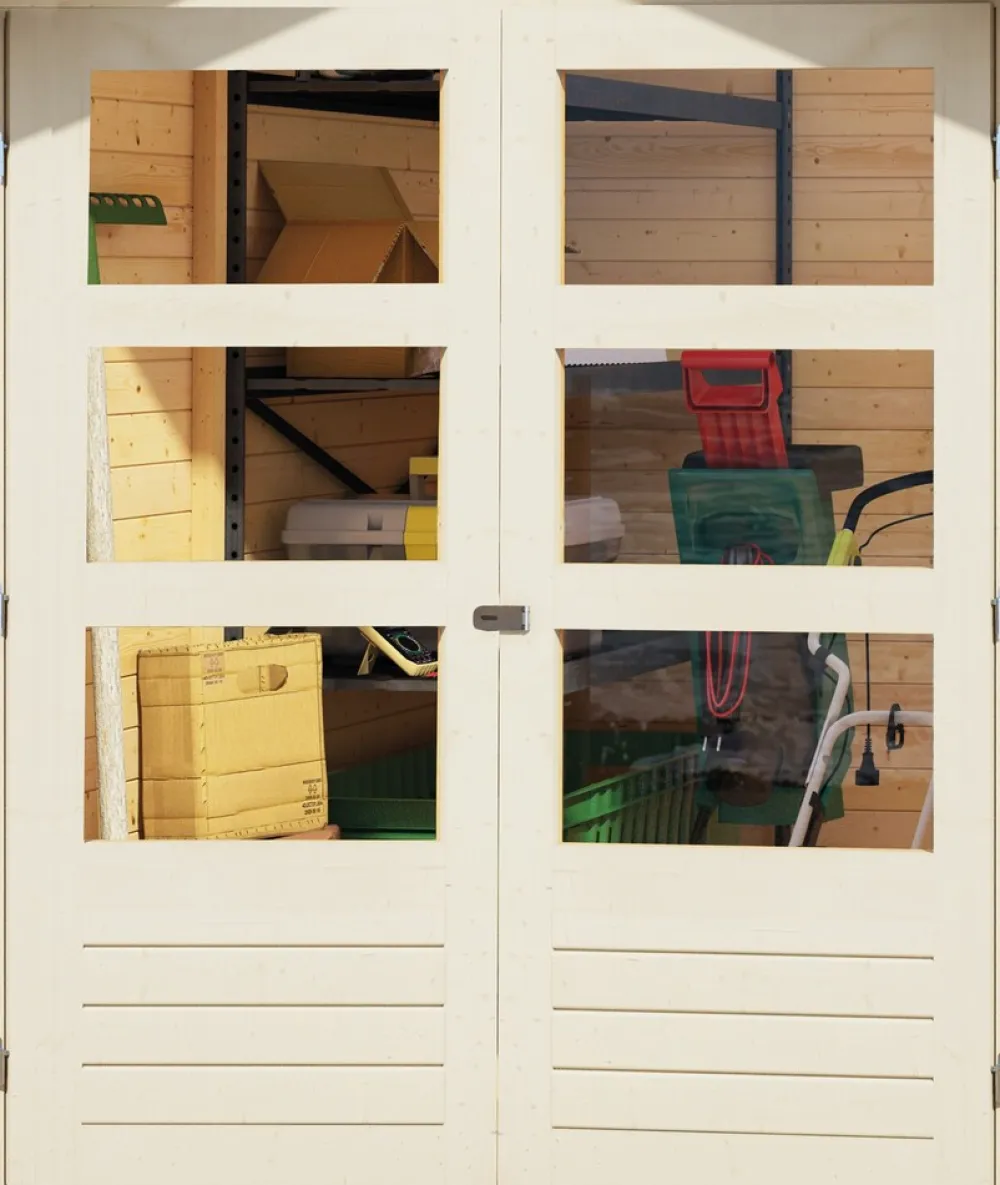 Gartenhaus "Calabar 4" SET terragrau mit Boden und Dachfolie ^ Karibu