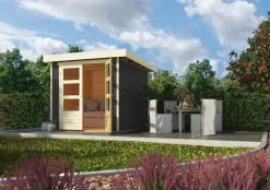 Karibu Holztechnik Karibu Gartenhaus "Calabar 2" SET terragrau mit Boden und Dachfolie Online