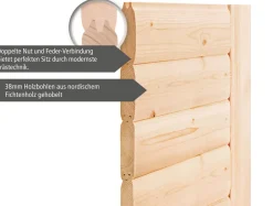 Karibu Holztechnik Karibu Gartenhaus Frisco naturbelassen mit modernem Flachdach 308x308x242 cm Outlet