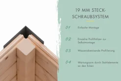 Karibu Holztechnik Karibu Gartenhaus Hollywood in versch. Größen und Farben, opt. mit Anbaudach naturbelassen Outlet