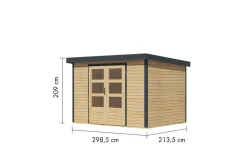 Karibu Holztechnik Karibu Gartenhaus Hollywood in versch. Größen und Farben, opt. mit Anbaudach naturbelassen Outlet