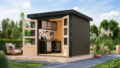 Karibu Gartenhaus Hollywood in versch. Größen und Farben, opt. mit Anbaudach ^ Karibu Holztechnik Hot