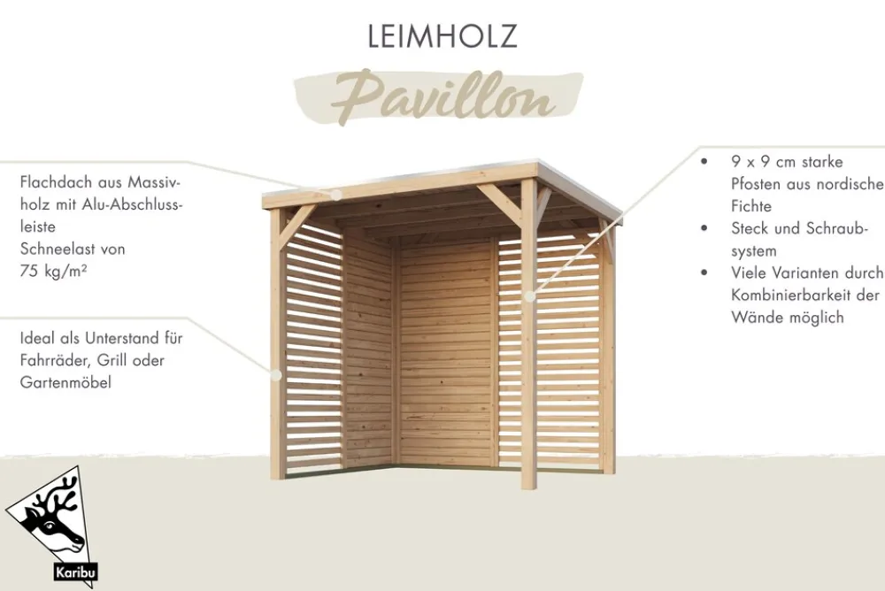 Karibu Grillunterstand Rocky Pavillon Set ^ Karibu Holztechnik New