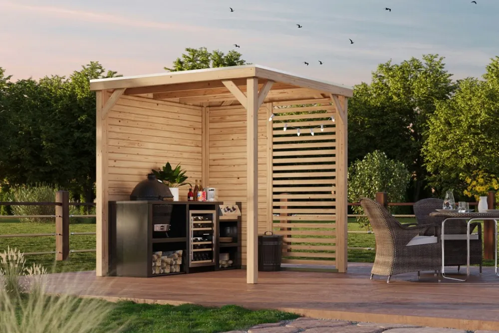 Karibu Grillunterstand Rocky Pavillon Set ^ Karibu Holztechnik New