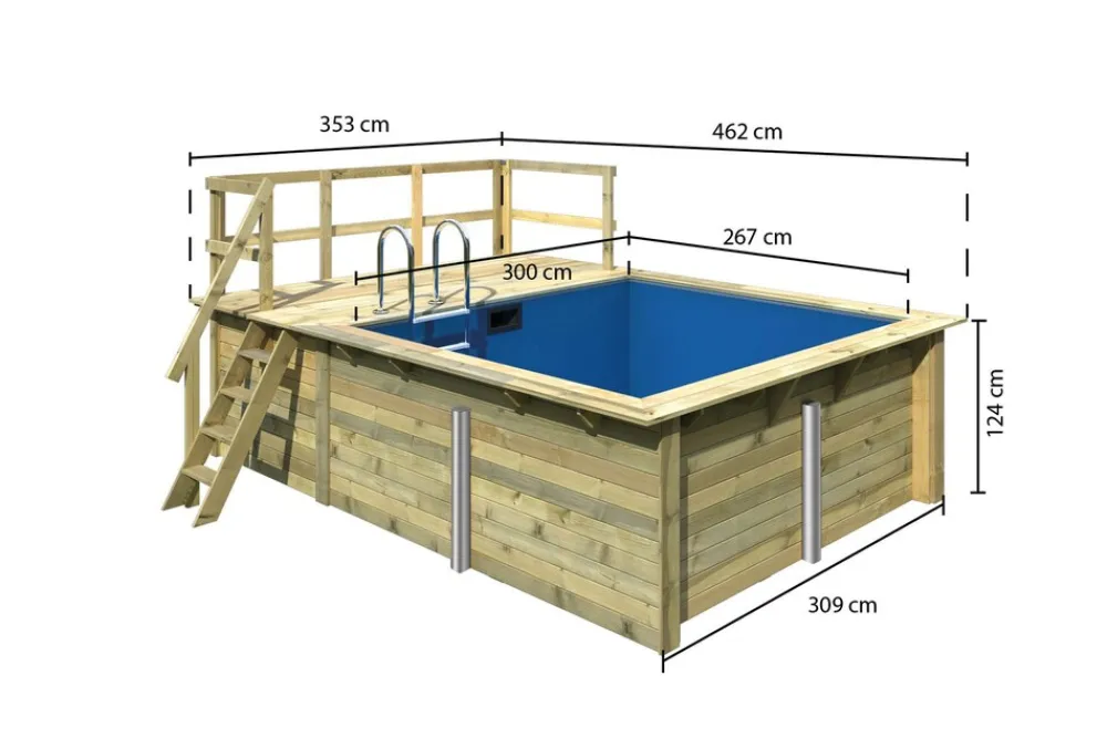 Karibu Holztechnik Karibu Holzpool Nemo mit Sonnenterrasse und Poolset Outlet