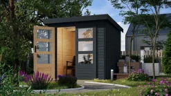 Hybrid Gartenhaus Hollywood anthrazit inkl. Fußboden Gartenlaube Geräteschuppen Gartenhütte ^ Karibu Online