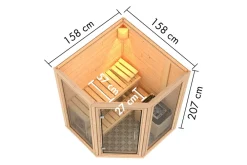 Innensauna Aleyna inkl. Saunaofen 3,6kW integr. Steuerung ^ Karibu Sale