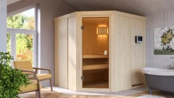 Karibu Innensauna Ella mit 9kW Bio Ofen und Steuergerät Easy Sale