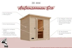 Karibu Holztechnik Karibu 38mm Saunahaus Melo 6 inkl. Ofen 9 kW integr. Strg Best