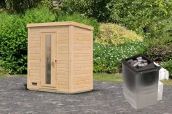 Karibu 38mm Saunahaus Melo 0 inkl. Ofen 9 kW integr. Strg ^ Karibu Holztechnik New