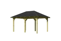 Karibu Pavillon "Jalingo 2" SET kdi mit Schindeln schwarz ^ Karibu Holztechnik New