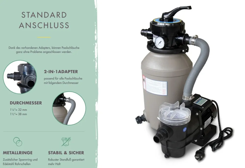 Poolfilteranlage 4 m3 bestehend aus Sandfilter, Pumpe ^ Karibu New
