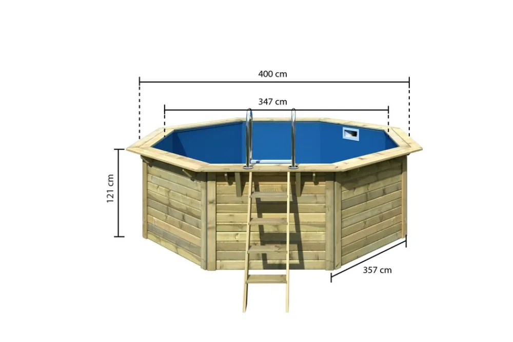 Karibu Holztechnik Karibu Pool "Netto 1" SET kdi mit Innenhülle blau, Skimmer Best