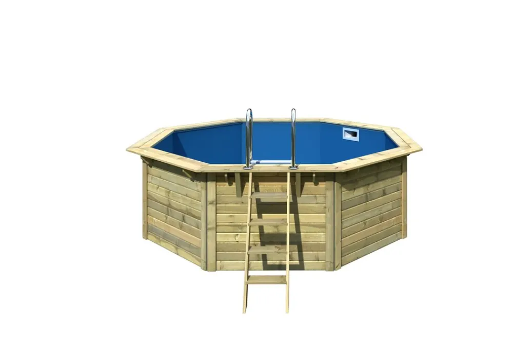 Karibu Holztechnik Karibu Pool "Netto 1" SET kdi mit Innenhülle blau, Skimmer Best