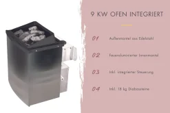 Saunahaus Ambra in oder schwarz inkl. Saunaofen 9kW integr. Strg. ^ Karibu Discount