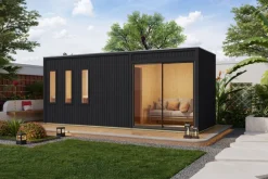 Saunahaus Ambra in oder schwarz inkl. Saunaofen 9kW integr. Strg. ^ Karibu Discount