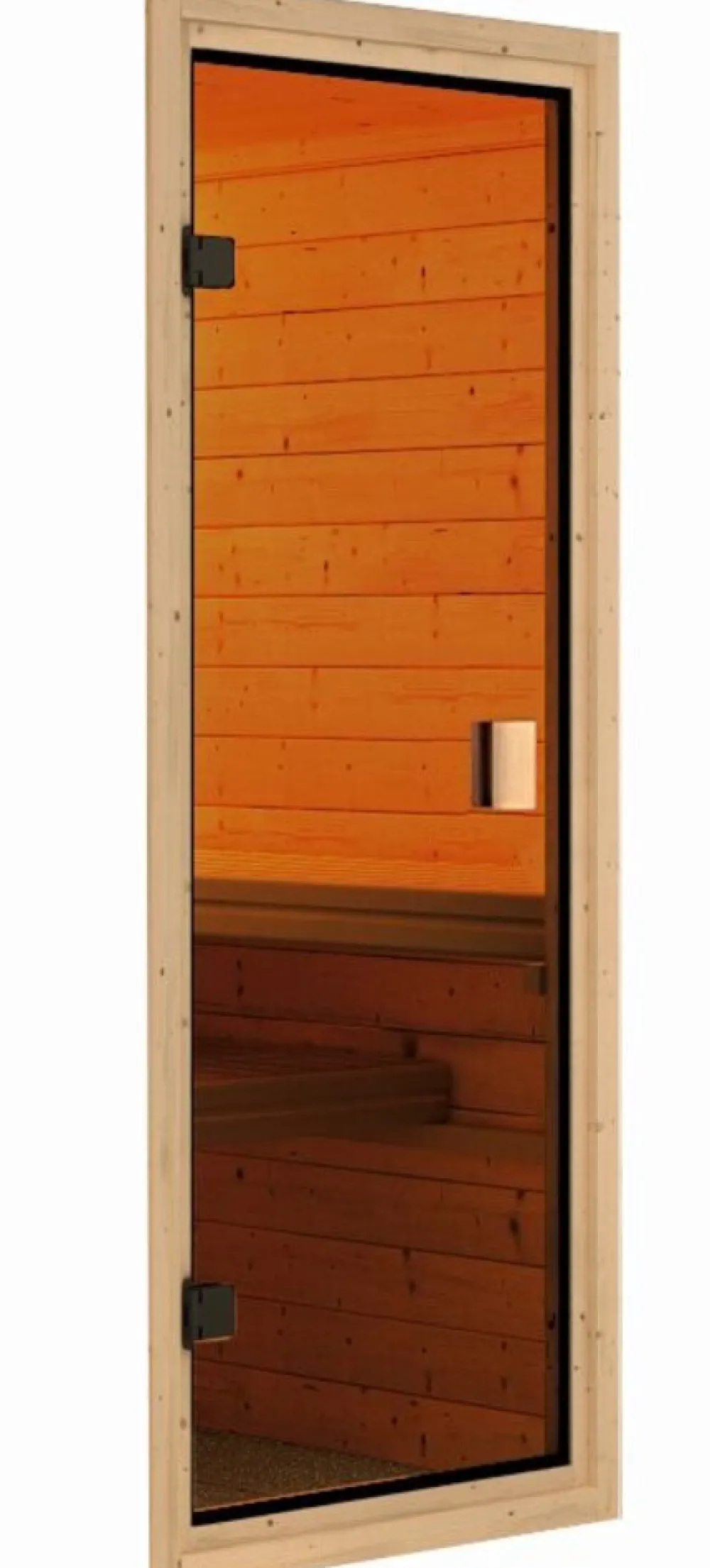 Saunahaus "Ondo 1" SET naturbelassen mit Ofen 9 kW Bio ext. Strg, Kabel, Dachfolie, Fenster ^ Karibu Outlet