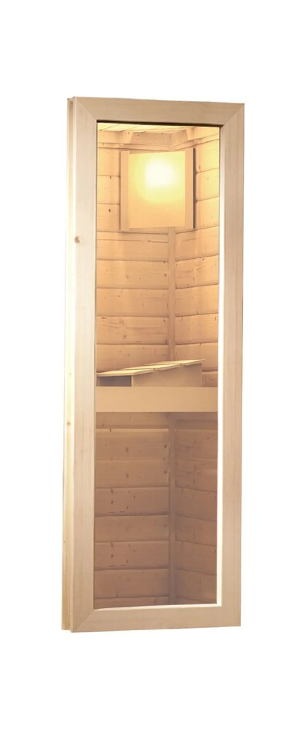 Saunahaus "Ondo 1" SET naturbelassen mit Ofen 9 kW Bio ext. Strg, Kabel, Dachfolie, Fenster ^ Karibu Outlet