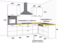 Küche Eiche Artisan Ecke Weiß Küchenzeile Hochglanz Küchenblock Einbauküche ^ Küchen-Preisbombe Best