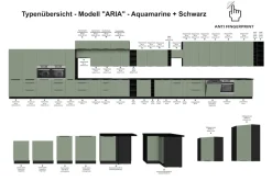 Küchen Hängeschrank 40 Küche ARIA Aquamarin matt Küchenzeile Anti Fingerprint ^ Küchen-Preisbombe Sale