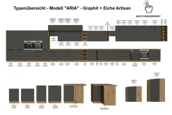 Küchen-Preisbombe Küchen Hängeschrank 45 Küche ARIA Graphite matt Küchenzeile Anti Fingerprint Online