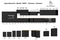 Küchen Hängeschrank 60 Küche ARIA Schwarz matt Küchenzeile Anti Fingerprint ^ Küchen-Preisbombe New