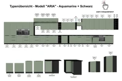 Küchen Hochschrank 40 cm Küche ARIA Aquamarin matt Anti Fingerprint Küchenzeile ^ Küchen-Preisbombe New