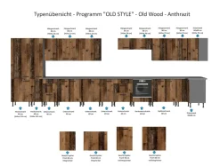 Küchen-Preisbombe Küche OLD STYLE Hochschrank 60 cm Old Wood Küchenzeile Küchenblock Einbauküche Discount
