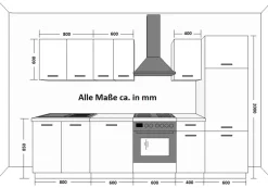 Küche Omega XL 300 cm Küchenzeile Küchenblock Einbauküche Schwarz + Weiß matt ^ Küchen-Preisbombe Sale
