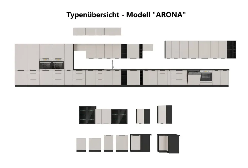 Küchen-Preisbombe Küche SIENA + ARONA LOFT 280 + 180 Küchenzeile Küchenblock Einbauküche Kaschmir Discount