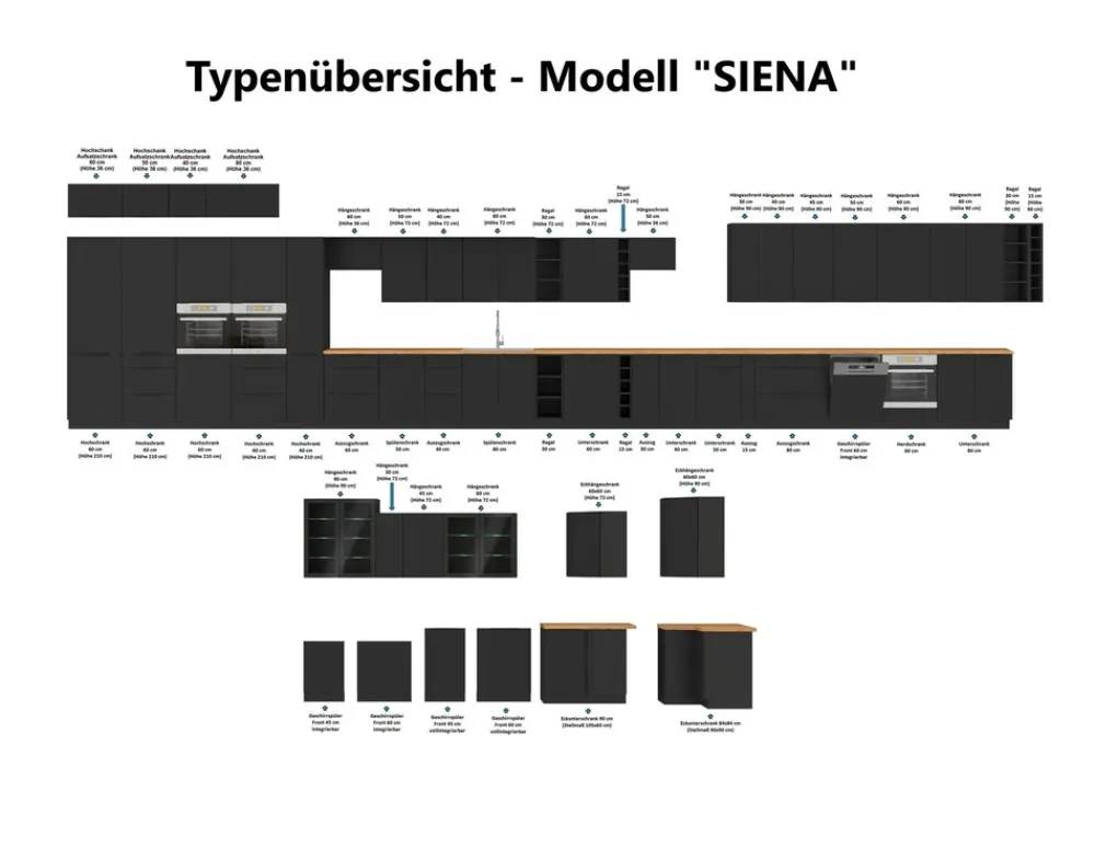 Küchen-Preisbombe Küche SIENA + ARONA LOFT 280 + 180 Küchenzeile Küchenblock Einbauküche Kaschmir Discount