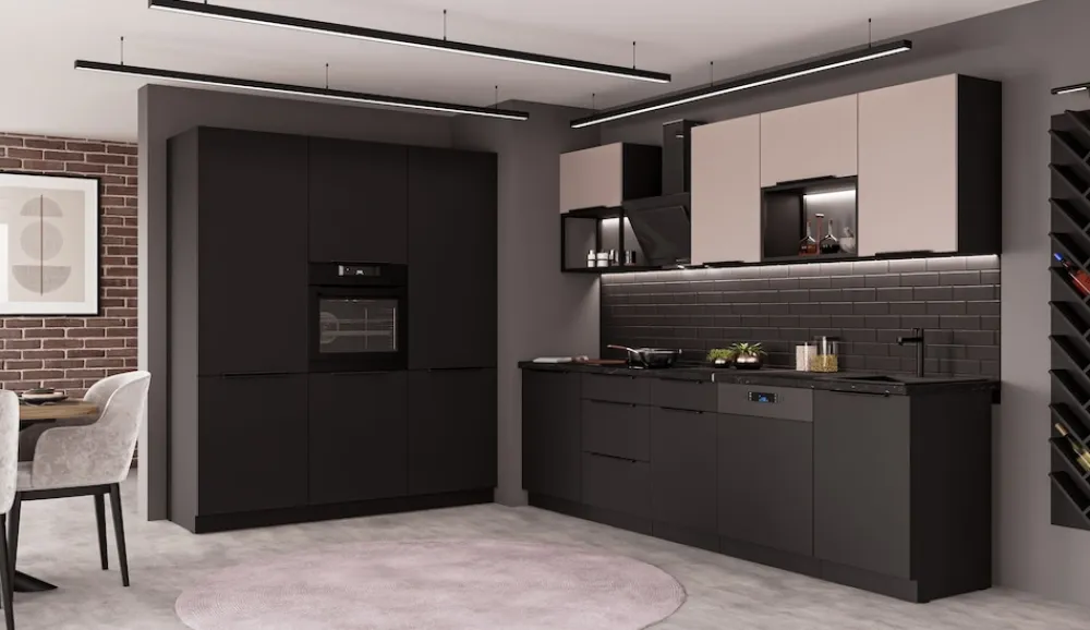 Küchen-Preisbombe Küche SIENA + ARONA LOFT 280 + 180 Küchenzeile Küchenblock Einbauküche Kaschmir Discount