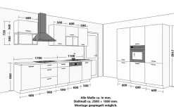 Küchen-Preisbombe Küche SOLANO LOFT 280 + 180 Küchenzeile Küchenblock Einbauküche Kaschmir Eiche Clearance