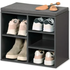 Schuhschrank mit Sitzkissen - versch. Ausführungen - Grau klein ^ Kesper Best
