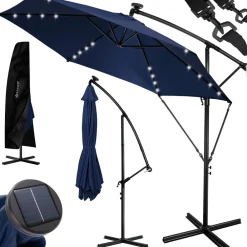 ® Alu Ampelschirm LED Solar + Abdeckung mit Kurbelvorrichtung UV-Schutz Aluminium mit An-/Ausschalter Wasserabweisend - Sonnenschirm Schirm Gartenschirm ^ KESSER Sale