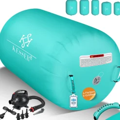 ® Aufblasbare Air Roll Airtrack, Gymnastik-Rolle | inkl. Tragetasche & elektr. Luftpumpe | Barrel Gymnastik Tumbling | Yoga Gymnastik Rolle Gymnastikmatte, Fitnessrolle ^ KESSER Hot