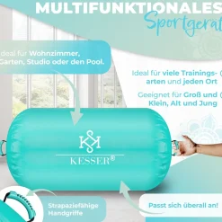 ® Aufblasbare Air Roll Airtrack, Gymnastik-Rolle | inkl. Tragetasche & elektr. Luftpumpe | Barrel Gymnastik Tumbling | Yoga Gymnastik Rolle Gymnastikmatte, Fitnessrolle ^ KESSER Hot