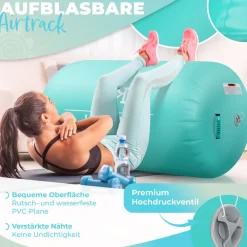 ® Aufblasbare Air Roll Airtrack, Gymnastik-Rolle | inkl. Tragetasche & elektr. Luftpumpe | Barrel Gymnastik Tumbling | Yoga Gymnastik Rolle Gymnastikmatte, Fitnessrolle ^ KESSER Hot