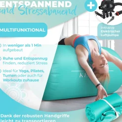 ® Aufblasbare Air Roll Airtrack, Gymnastik-Rolle | inkl. Tragetasche & elektr. Luftpumpe | Barrel Gymnastik Tumbling | Yoga Gymnastik Rolle Gymnastikmatte, Fitnessrolle ^ KESSER Hot