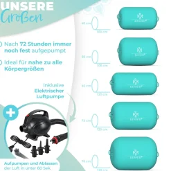 ® Aufblasbare Air Roll Airtrack, Gymnastik-Rolle | inkl. Tragetasche & elektr. Luftpumpe | Barrel Gymnastik Tumbling | Yoga Gymnastik Rolle Gymnastikmatte, Fitnessrolle ^ KESSER Hot