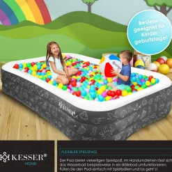 KESSER ® Aufblasbarer Pool Familienpool für Kinder und Erwachsene Gartenschwimmbad Familienschwimmbad Sommer Planschbecken Füllmenge Kinderfreundlich Entwässerungslöcher Hellblau Sale