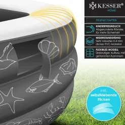 KESSER ® Aufblasbarer Pool Familienpool für Kinder und Erwachsene Gartenschwimmbad Familienschwimmbad Sommer Planschbecken Füllmenge Kinderfreundlich Entwässerungslöcher Hellblau Sale