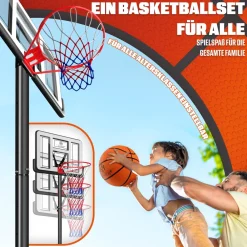 ® Basketballkorb Set höhenverstellbar 160-210cm Mobiler Basketballständer mit Rollen, Backboard, Basketball, Pumpe & 2 Netzen - Indoor & Outdoor Basketballanlage für Kinder & Erwachsene ^ KESSER Clearance