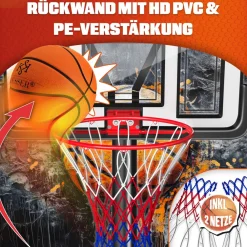 ® Basketballkorb Set höhenverstellbar 160-210cm Mobiler Basketballständer mit Rollen, Backboard, Basketball, Pumpe & 2 Netzen - Indoor & Outdoor Basketballanlage für Kinder & Erwachsene ^ KESSER Clearance