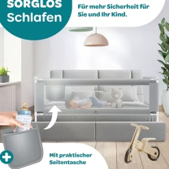 ® Bettschutzgitter Reise Bett Rausfallschutz verstellbar Bed Guard Rail Bumper, Kinder/ Baby, Bettgitter Klappbar, Kinderbett Kinderbettschutzgitter, Tasche, Farbe, Höhe: 72 bis 96cm ^ KESSER Sale