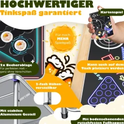® Bier Pong Tisch Set mit Kartenspiel Trinkspiel inkl. 100 Becher (50 Rot & 50 Blau), 6 Bälle + Regelwerk Partyspiele Table Höhenverstellbar Klappbarer ohne oder mit LED ^ KESSER Outlet