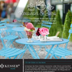 KESSER ® Bistroset 3-teilig Bistrotisch mit 2 klappbaren Stühle Set Balkonset Balkonmöbel Klapp-Möbel Gartenset Sitzgarnitur Gartengarnitur Gartenmöbel Sitzgruppe Metall Bistro Gartentisch inkl. Abdeckung Schwarz Online