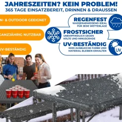KESSER ® Buffettisch Tisch klappbar Kunststoff 183x76 cm Rattan Optik Campingtisch Partytisch Klapptisch Gartentisch für Garten Terrasse und Balkon zusammenklappbar 6 Personen ink. Tragegriff Anthrazit Best