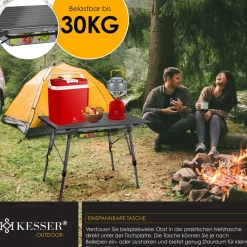 KESSER ® Campingtisch faltbar Klapptisch mit Aluminiumrahmen Aufrollbare Tischplatte Falttisch klappbar höhenverstellbar inkl. Tragetasche mit Trageband & Netztasche Silber Discount