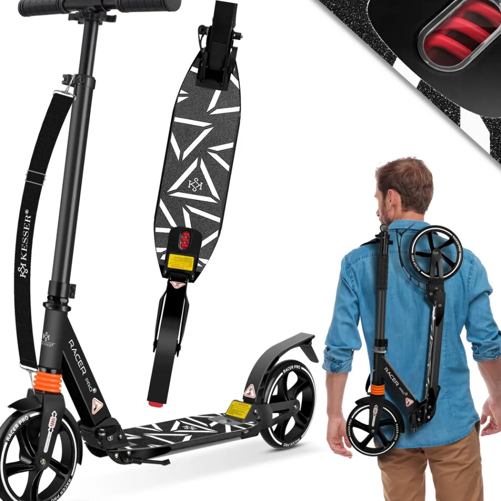 ® Cityroller Scooter 205mm Räder PU Big Wheel - Pro-S Tretroller mit Doppel Federung, City-Roller Scooter klappbar und Höhenverstellbar, Roller Kickscooter für Erwachsene und Kinder ^ KESSER Outlet